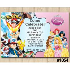 Twin Pokémon and Disney Princesses Invitation